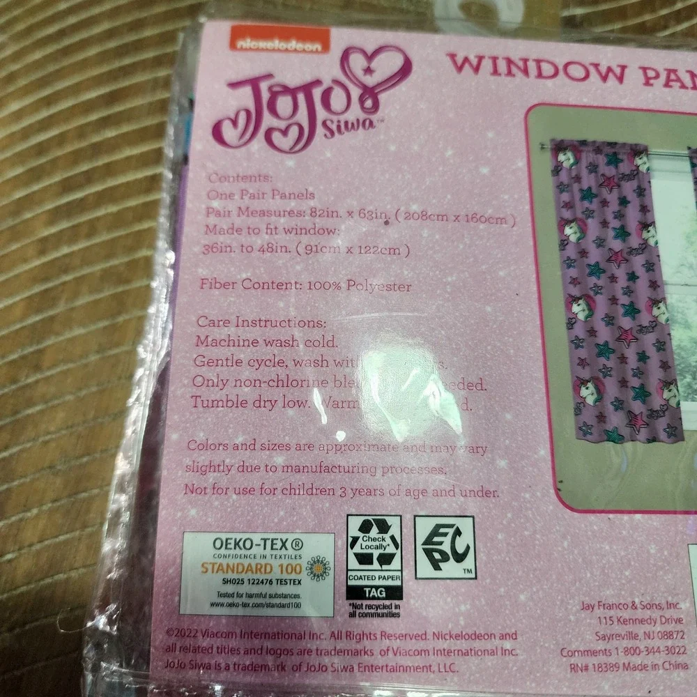 JoJo Siwa Window Panels 2 Piece Set Purple Star Unicorn 82x63 Nickelodeon NEW